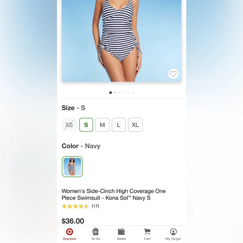 NEW Target women one piece white & navy blue stripe swimsuit swimwear size S - Picture 5 of 9